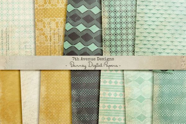 花式纹理图案无缝纸质背景 Barney Digital Papers