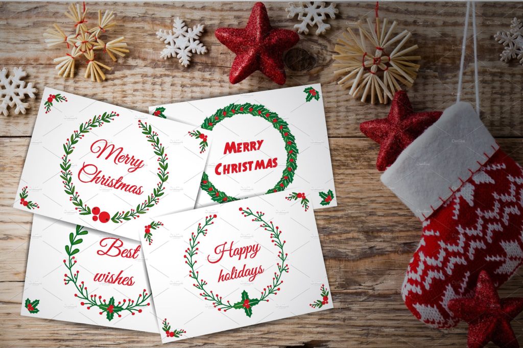 手绘无缝矢量圣诞花卉边框素材下载[eps]插图(8)