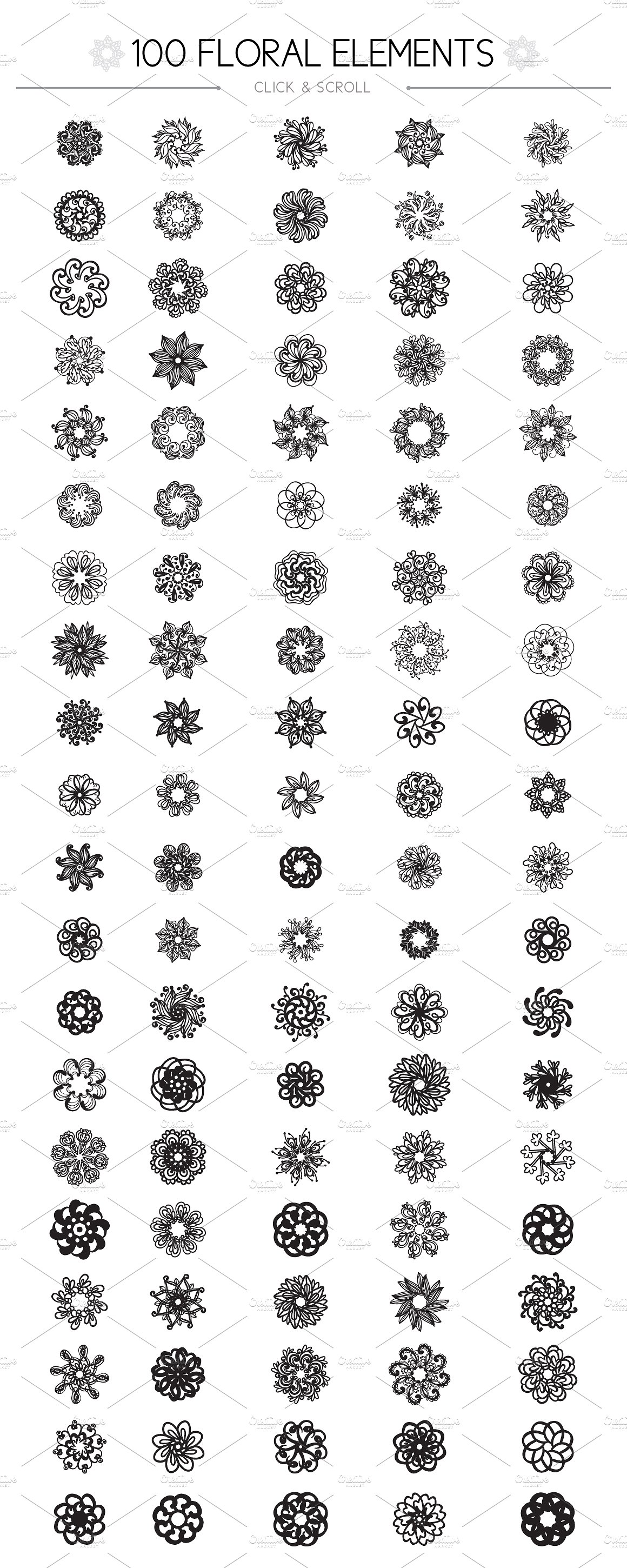 漂亮的手绘花卉植物剪贴画背景纹理素材插图(5)