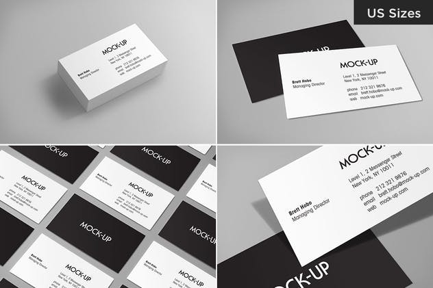 美国尺码简约风企业名片样机模板 Business Card Mockups – US Sizes插图(3)