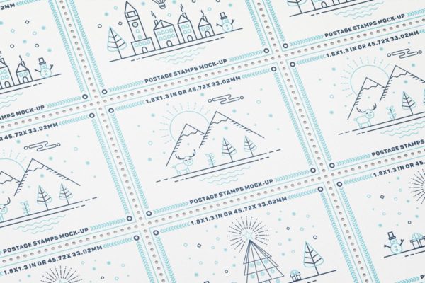 极简主义时尚邮票样机模板 Postage Stamps Mock-Ups