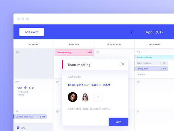 蓝色简约日历界面素材之家精选sketch素材