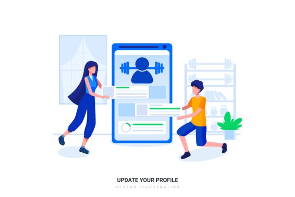 智能手机界面设计业务流程扁平化矢量插画素材 Smartphone interface building process Illustration