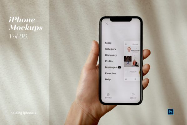 手持iPhone手机屏幕正视图样机模板 iPhone Mockup Set