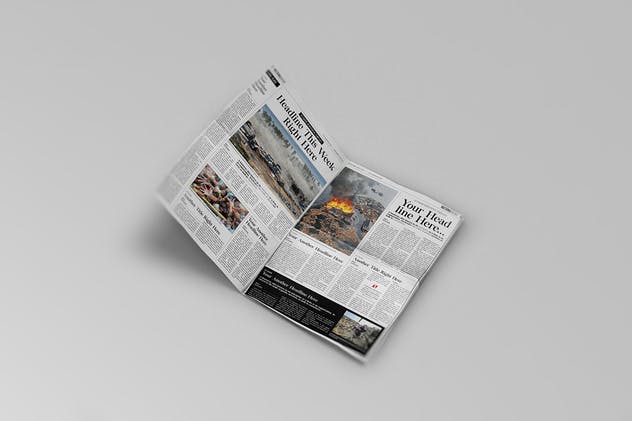 新闻广告报纸样机模板V1 Newspaper Mockups 01插图(8)