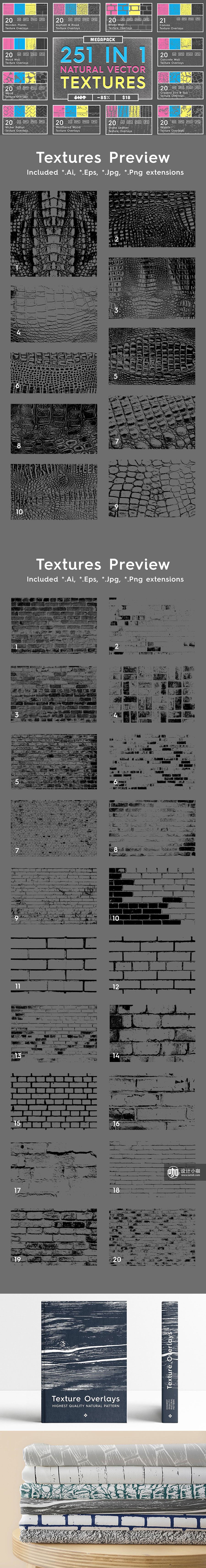 素材库下午茶：一套巨大的高品质矢量背景肌理纹理素材下载[Ai，3GB]插图