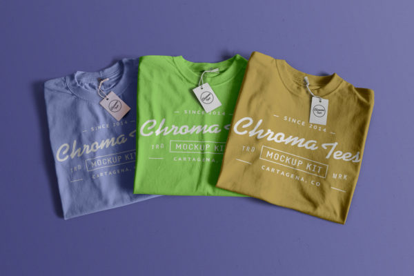 折叠T恤服装印花设计图样机02 Folded T-Shirts Mockup 02