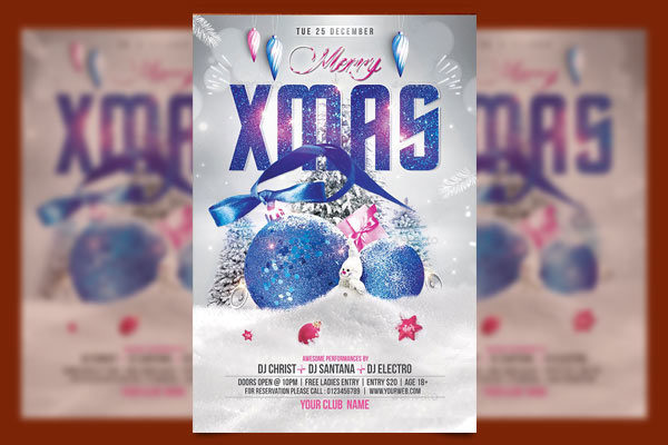 高品质的圣诞节晚会海报模板 [psd]