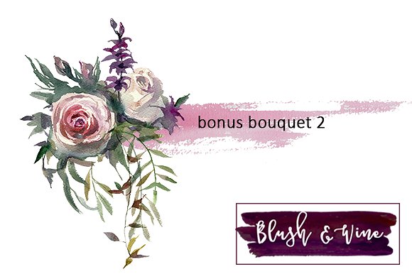 勃艮第白色水彩花卉插画 Burgundy White Watercolor Flowers插图(7)