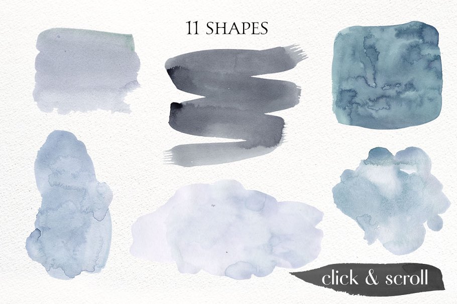 冬季日出水彩水洗效果纹理 Winter Sunrise Watercolor Washes插图(4)