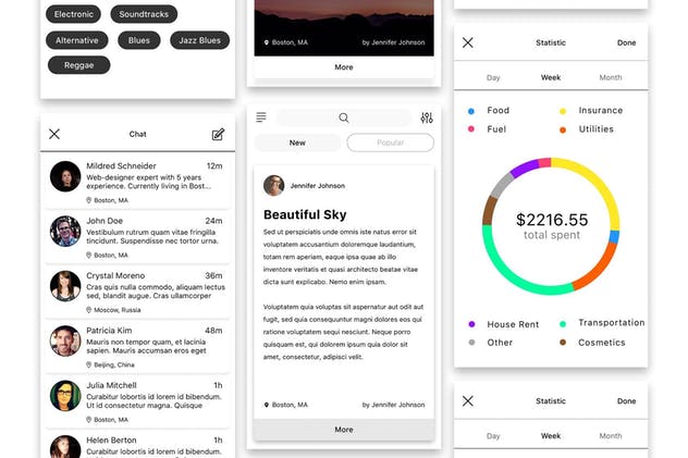 小众轻奢社交媒体电子商务 APP UI 套件 Hello UI Kit Mod. 2插图(14)