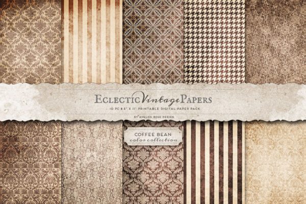 复古咖啡豆颜色系列数码纸张纹理 Printable Papers – Coffee Bean