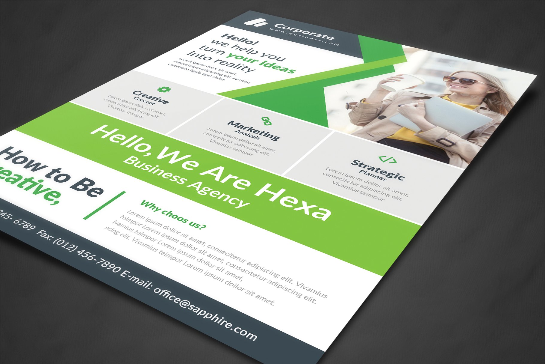 简洁专业的企业商务合作宣传单模板 Corporate Flyer插图(1)