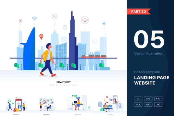 技术主题网站设计矢量插画素材集v20 [Part 20] Technology Vector Illustration Set