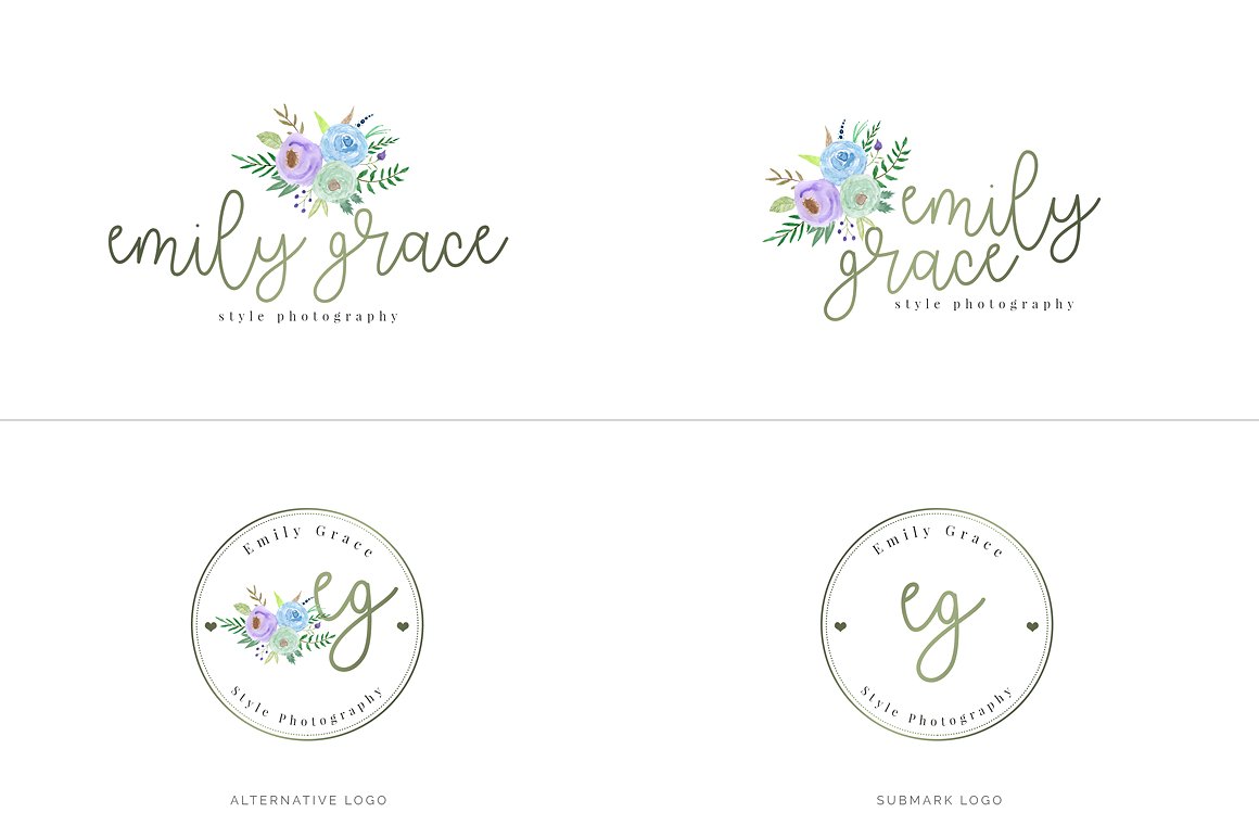 超级水彩风 Logo 设计素材包 Watercolor Premade Branding Logo Kit [模板、纹理&元素]插图(31)