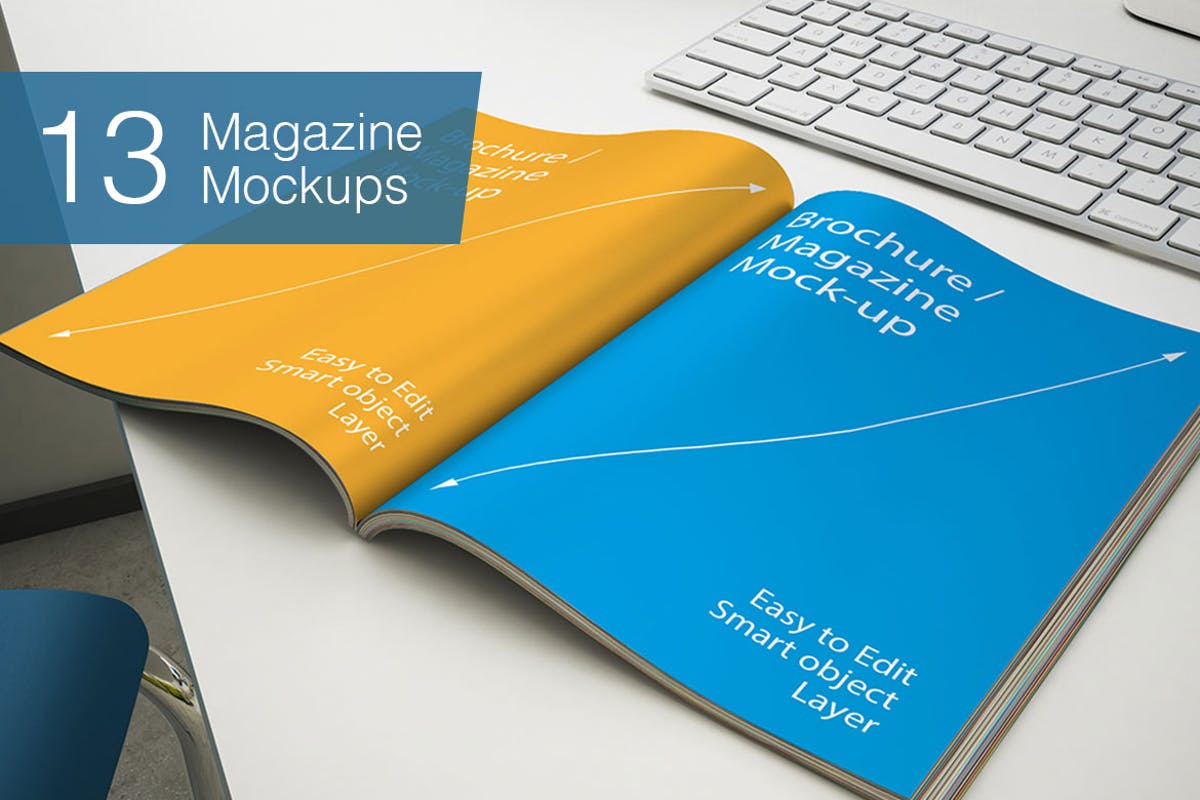 A4多用途企业杂志宣传册样机 Magazine Mockups – 13 Poses插图