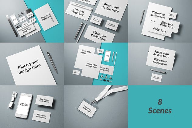 企业品牌VI设计办公文具样机模板v1 Branding / Identity Mock-up插图(9)