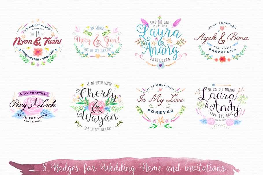 手绘水彩画风格物件 Freehand Watercolor Style Objects插图(1)