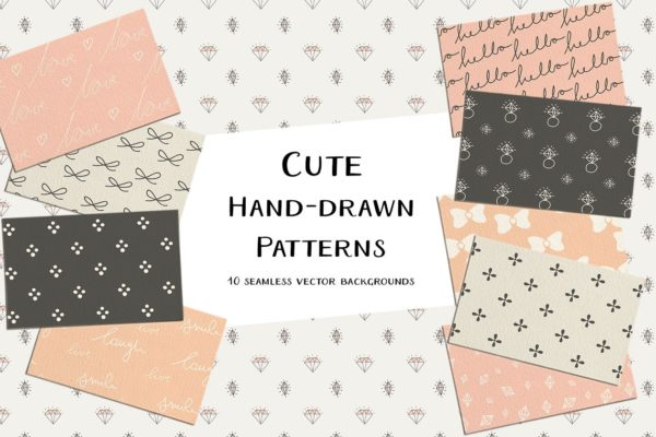 可爱的手绘图案纹理 Cute Hand-Drawn Patterns