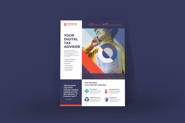 所得税主题海报PSD素材素材库精选PSD模板 Income Tax Poster PSD Template
