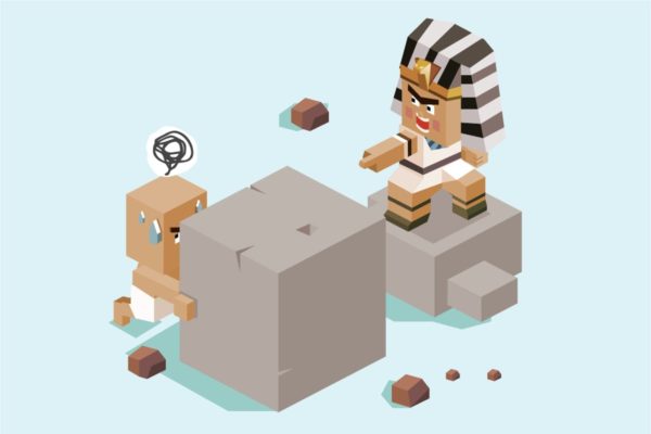 古埃及奴隶搬运场景2.5D矢量插画免费素材 slavery egypt