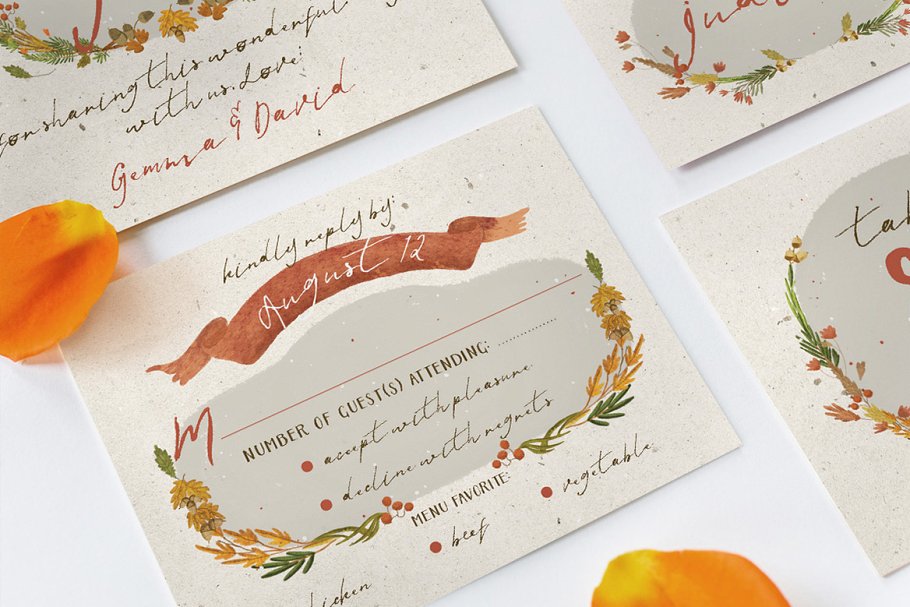 秋季花卉婚礼设计素材套装 Autumn Floral Wedding Suite插图(3)