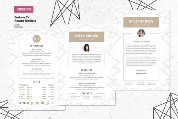 经理职位应聘创意个人简历设计模板v13 Manager Creative Resume Design Vol. 13