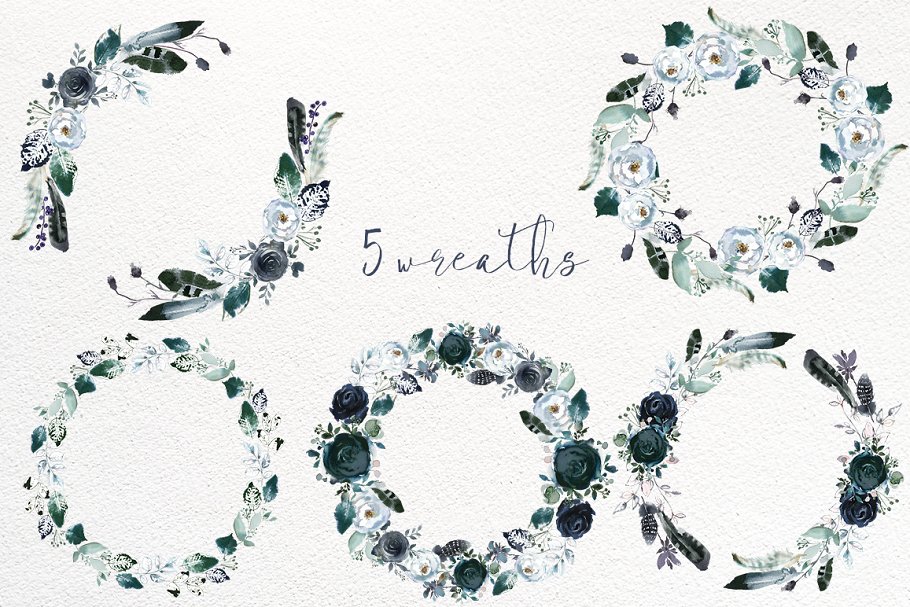 波希米亚式海军蓝牡丹花设计套件 Boho Navy Peony Floral Design Kit插图(4)