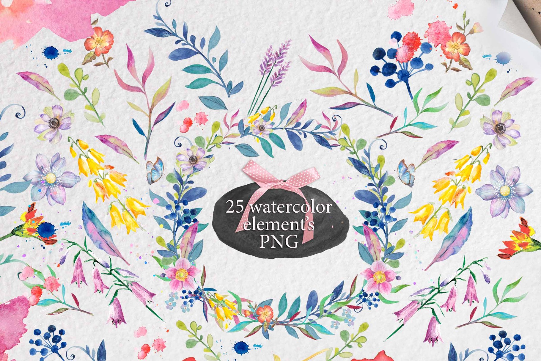 高质量水彩花卉素材合集 watercolor flowers box插图(1)