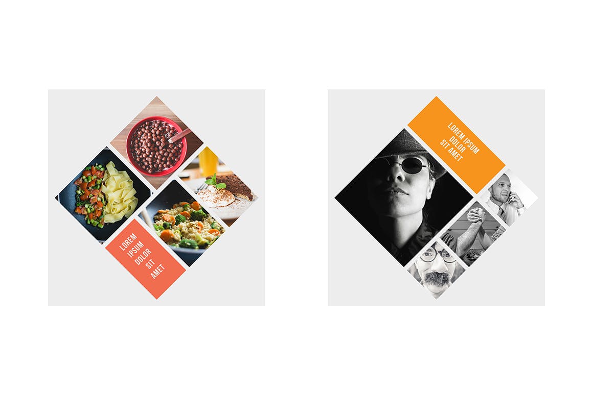 菱形相框照片预览样机素材库精选模板 Rhombic Photo Frame Templates插图(2)