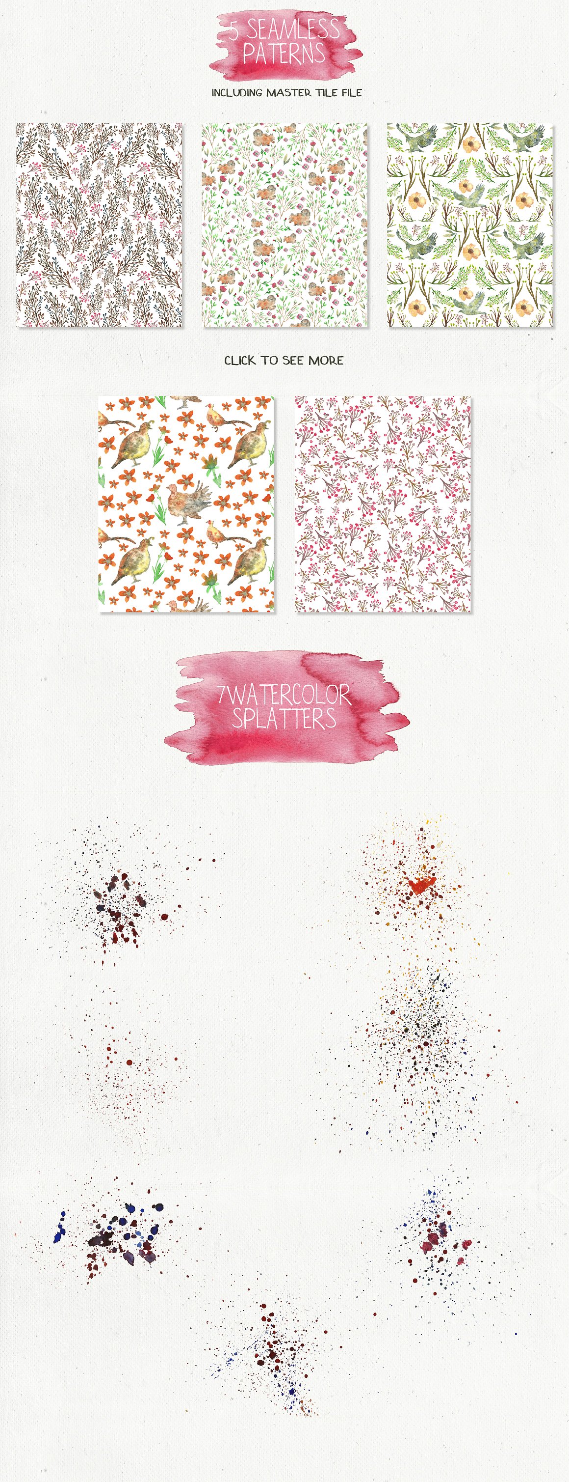 极力推荐：动物水彩剪贴画、纹理、Logo模板等合集 Animal Zone Watercolor collection[1.48GB]插图(3)