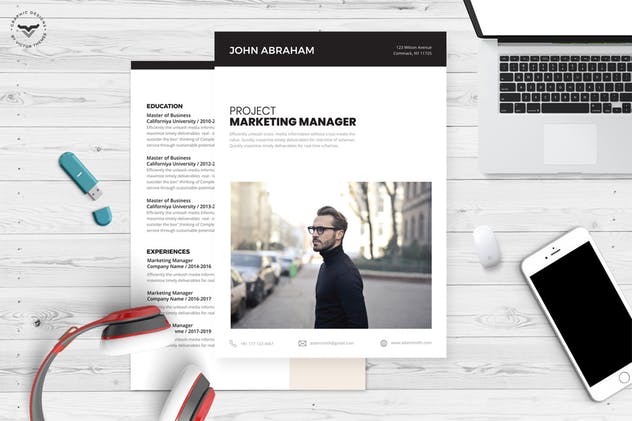 项目营销管理项目经理应聘简历模板 Professional CV Template插图(1)