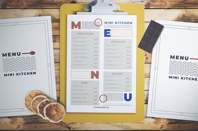 极简主义设计风格迷你厨房菜单PSD模板 Minimal Menu插图(3)