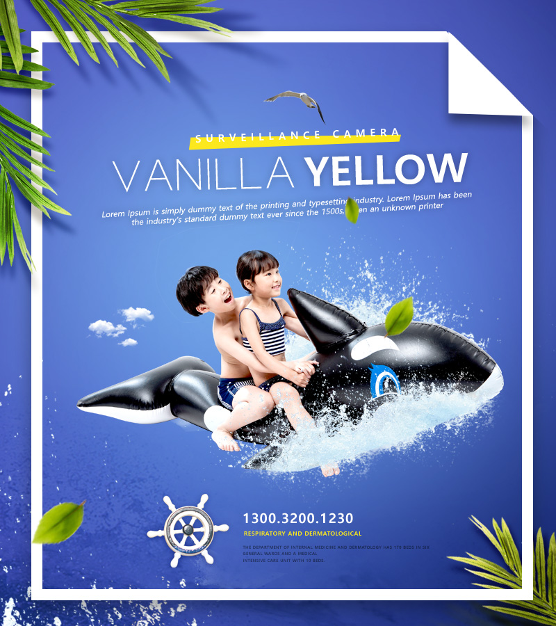 儿童水上乐园暑假旅行广告海报设计插图