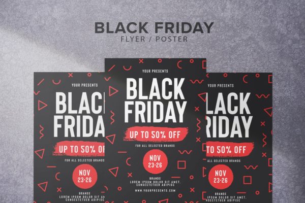 黑色星期五超低折扣活动海报传单设计模板 Black Friday Flyer