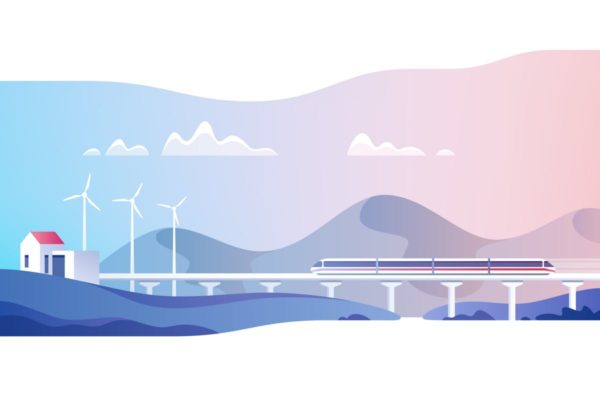 抽象新农村建设概念插画免费素材 Abstract Countryside Landscape