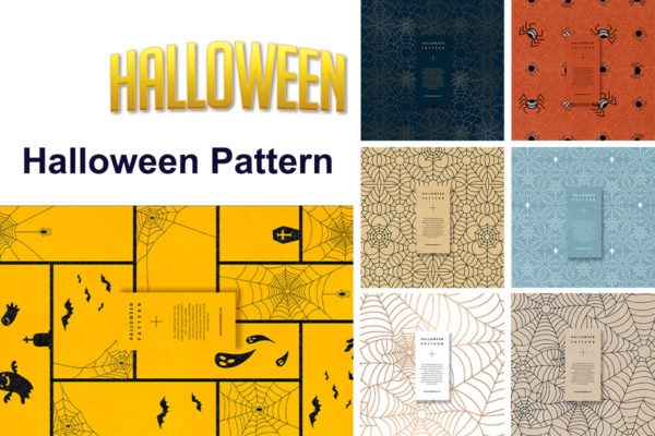 万圣节蜘蛛网背景图案素材合集[PSD]