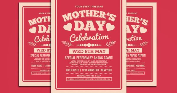 母亲节爱心庆祝活动海报传单设计