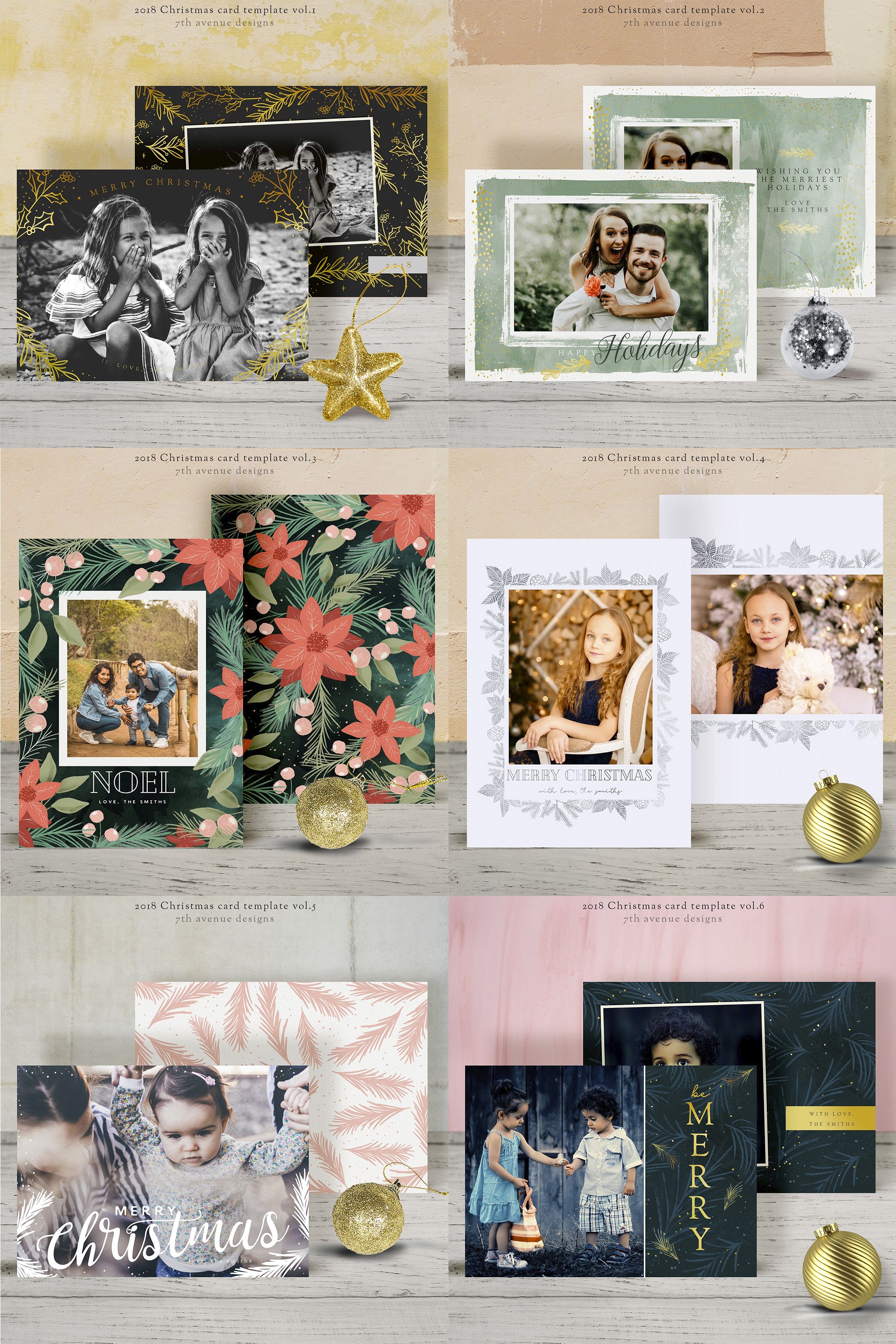 圣诞节主题贺卡模板v3 Christmas Card Templates v3插图(1)