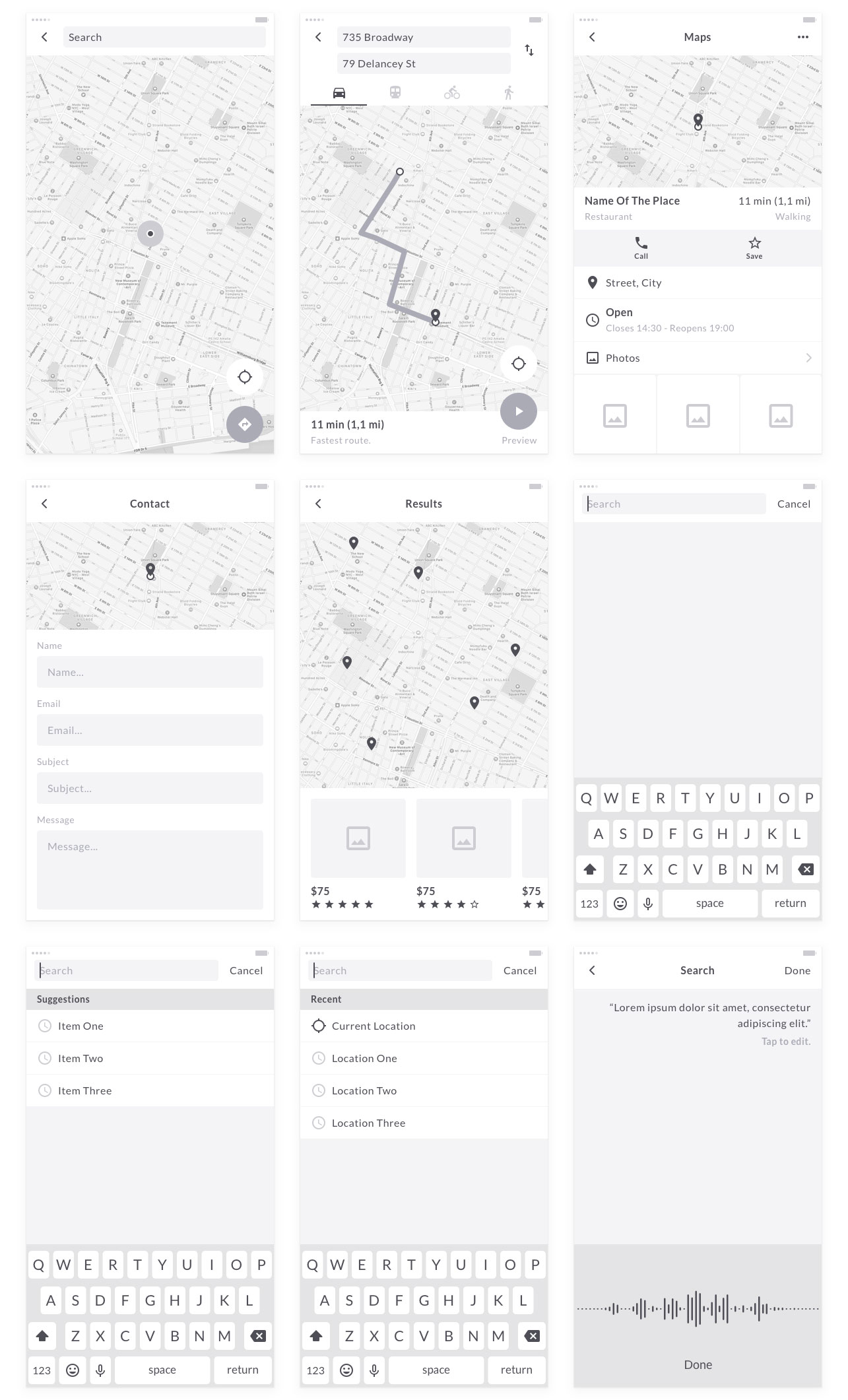 90+手机 APP 界面线框图套件 Mobile Wireframe Kit [AI&Sketch]插图(11)