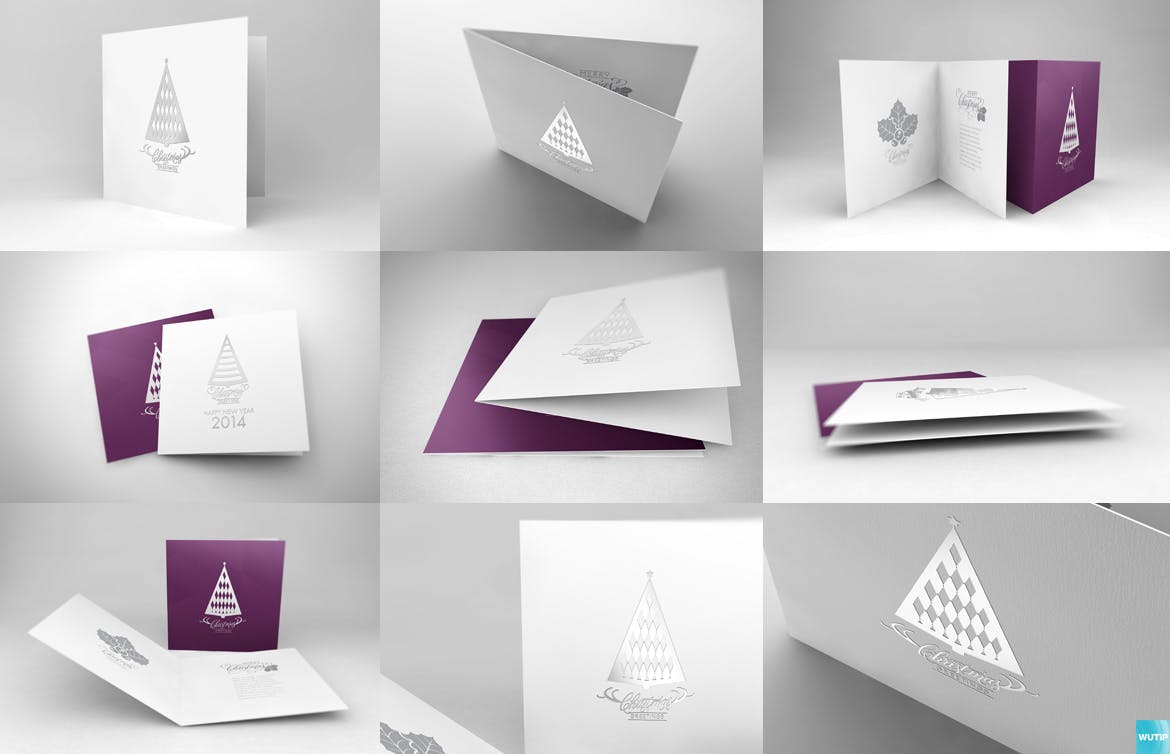 真实质感的新年圣诞节贺卡设计VI样机展示模型mockups插图(3)