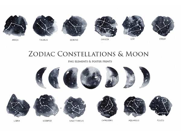 神秘的水墨星座元素高清图下载[png,jpg]