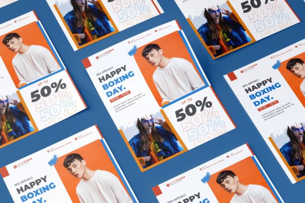 时尚服装店促销活动海报PSD素材素材库精选模板 Creative Fashion Sale Illustrator Template