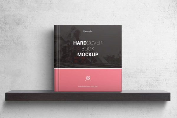 精装方形硬封图书样机模板 Hardcover Square Book Mockups