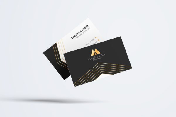 高端金箔线条设计风格企业素材库精选名片模板v69 Business Card Template.v69