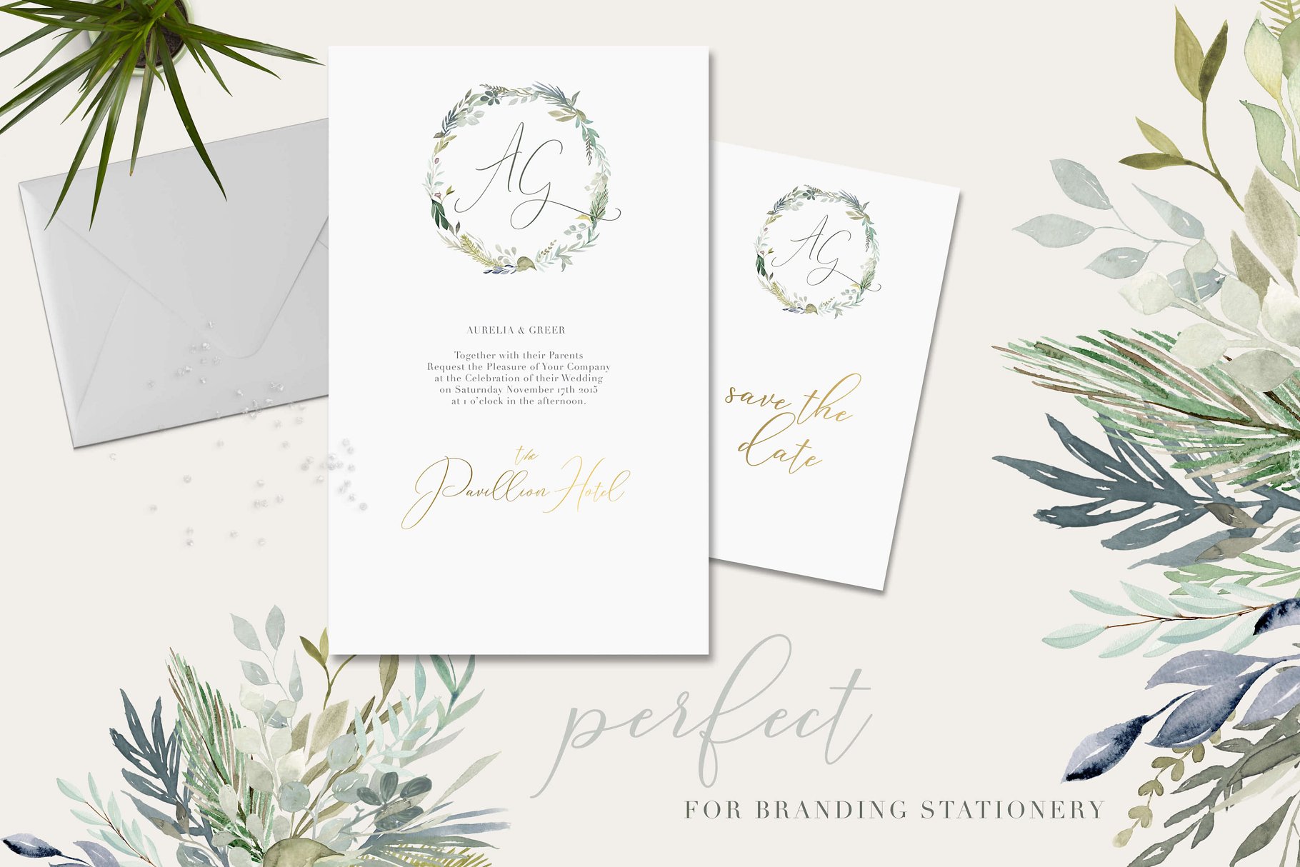 水彩植物叶子树叶插画 Foliage – Watercolor Leaves插图(5)