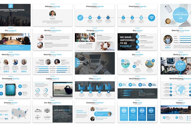 多用途和简单PowerPoint模板 Dropdown Powerpoint Presentation Template插图(1)