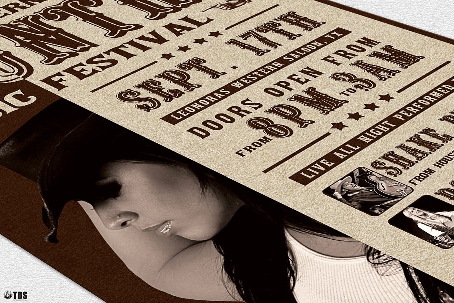 乡村音乐节海报传单模板 v7  Country Live Flyer PSD V7插图(5)