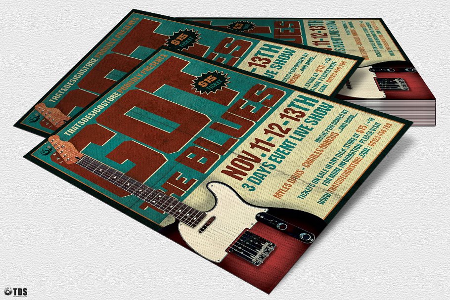 蓝调音乐派对传单PSD模板v1 Blues Festival Flyer PSD V1插图(3)