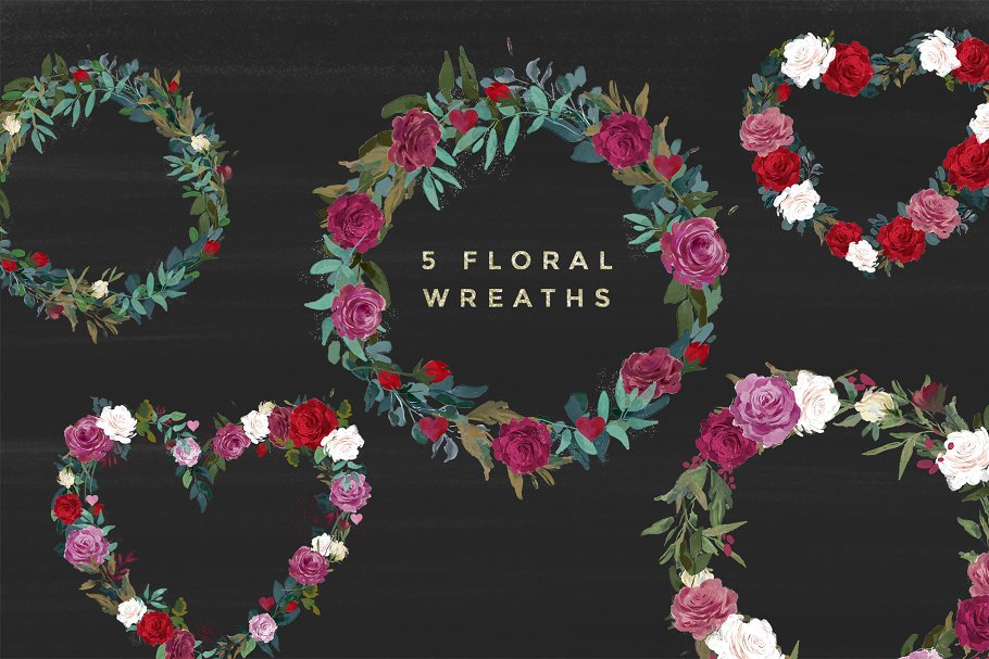 浪漫水彩花卉剪贴画 Watercolor Floral Graphic – Romance插图(4)